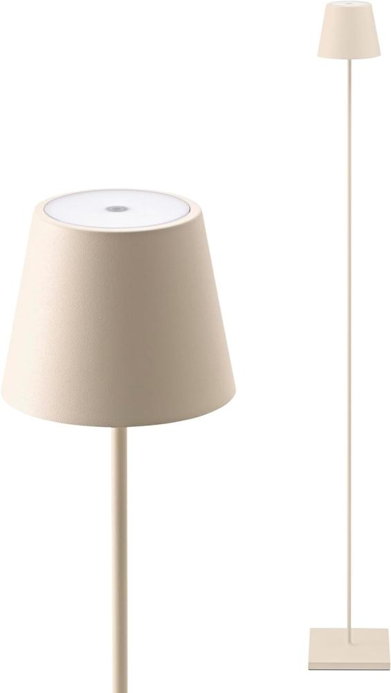 SIGOR Nuindie Stehleuchte - Dimmbare LED Akku-Stehlampe Indoor & Outdoor, IP54 spritzwassergeschützt, Höhe 120 cm, aufladbar mit Easy Connect, 12 h Leuchtdauer, dünenbeige Bild 1