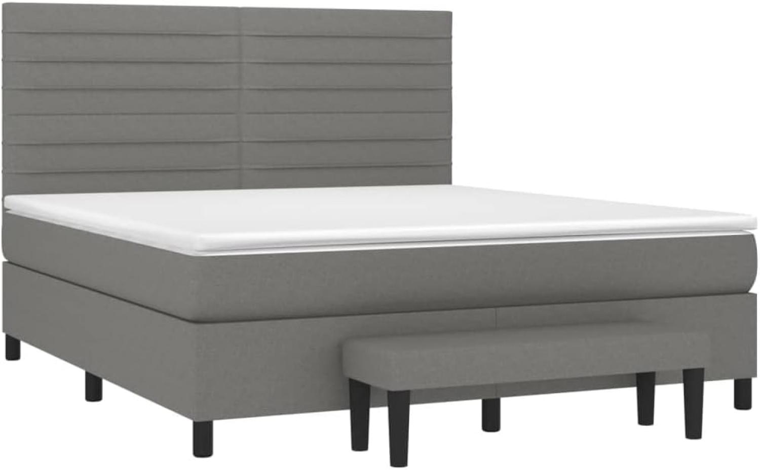 vidaXL Boxspringbett mit Matratze Dunkelgrau 180x200 cm Stoff 3136694 Bild 1