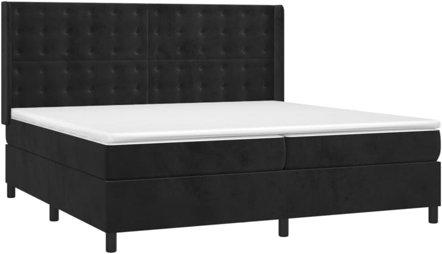 vidaXL Boxspringbett mit Matratze Schwarz 200x200 cm Samt Bild 1