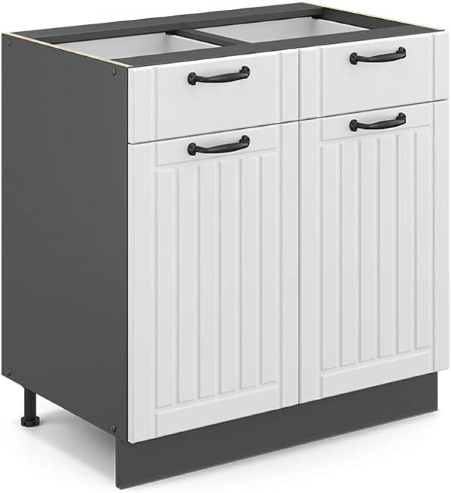 Vicco Schubunterschrank 80 cm FAME Line Küchenschrank Küchenzeile Landhaus Weiß Anthrazit Bild 1