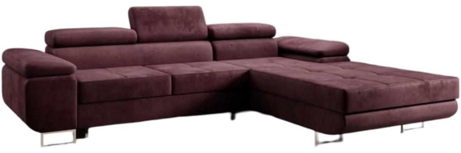 Designer Sofa Calvera mit Schlaf- und Klappfunktion (Samt) Bordeaux Rechts Bild 1