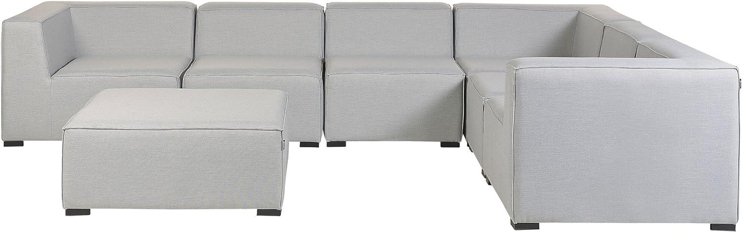 Ecksofa mit Ottomane AREZZO 7 Personen Linksseitig Hellgrau Bild 1