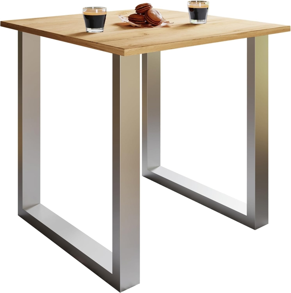 VCM Esstisch Xona 919655 Silber / Honig-Eiche H. 76 x B. 80 x T. 80 cm Bild 1
