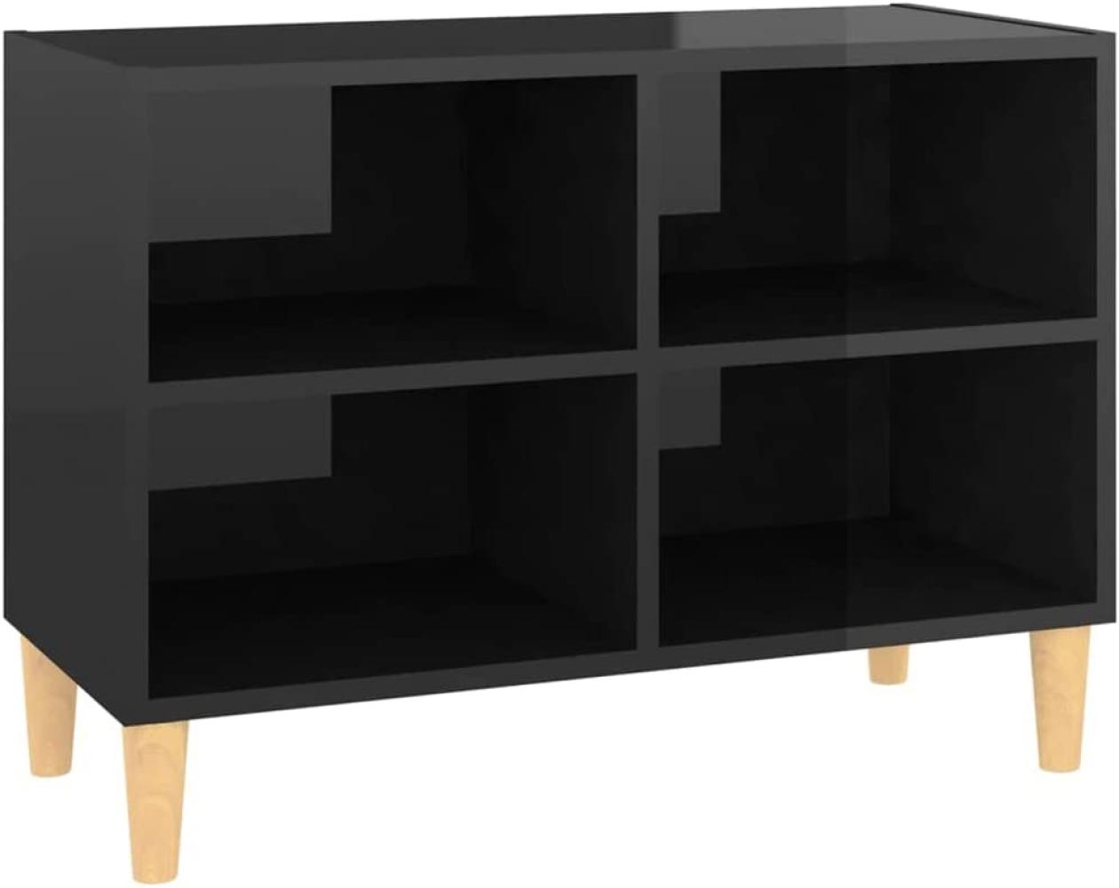 vidaXL TV-Schrank mit Massivholz-Beinen Hochglanz-Schwarz 69,5 x 30 x 50 cm Bild 1