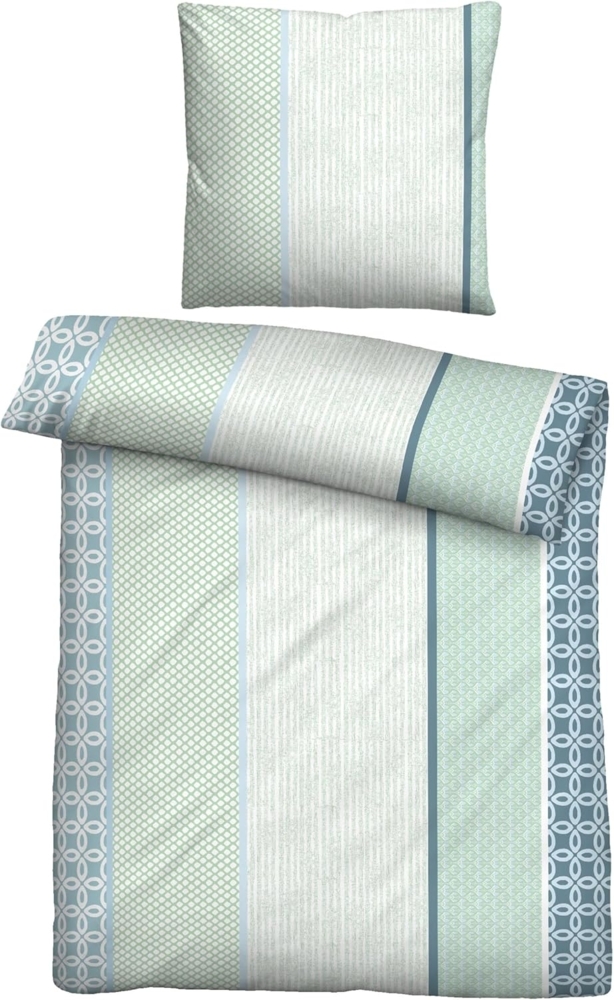 Traumhaft schlafen - Castell - Markenbettwäsche Baumwoll Renforce Bettwäsche 0040979 STREIFENMIX, mint, 1x 135x200 cm + 1x 80x80 cm Bild 1