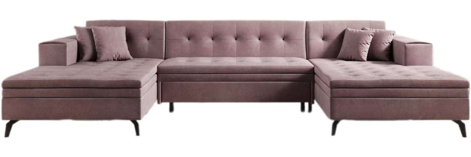 Designer Sofa Vivana mit Schlaffunktion Samt Rosé Bild 1