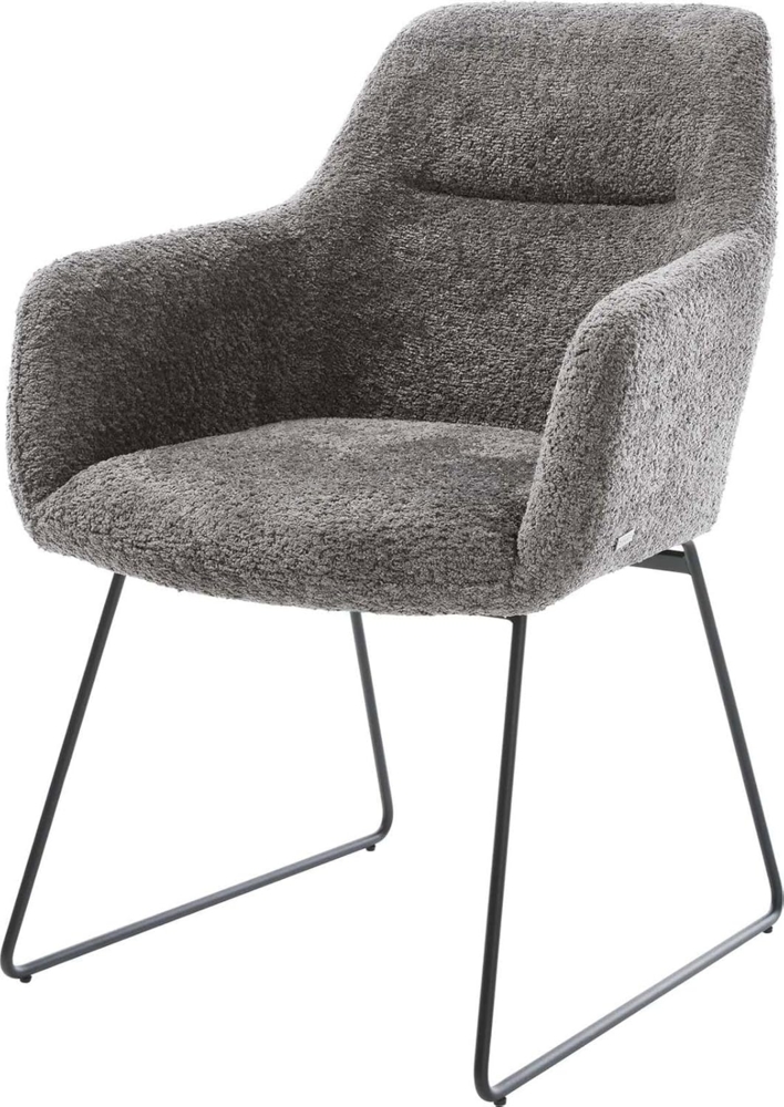Esszimmerstuhl Pejo-Flex Bouclé Grau Kufengestell Schwarz Taschenfederkern Bild 1