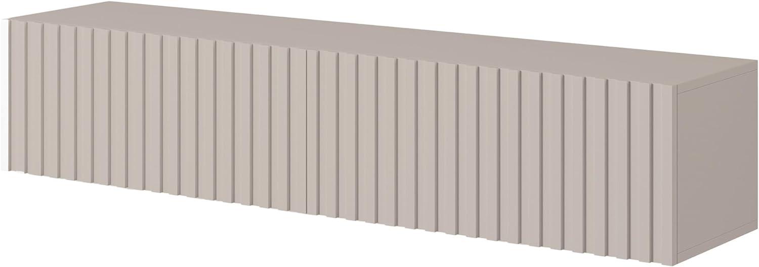 Selsey TELIRE - TV-Hängeboard, Graubeige mit Lamellenfronten, 140 cm Bild 1