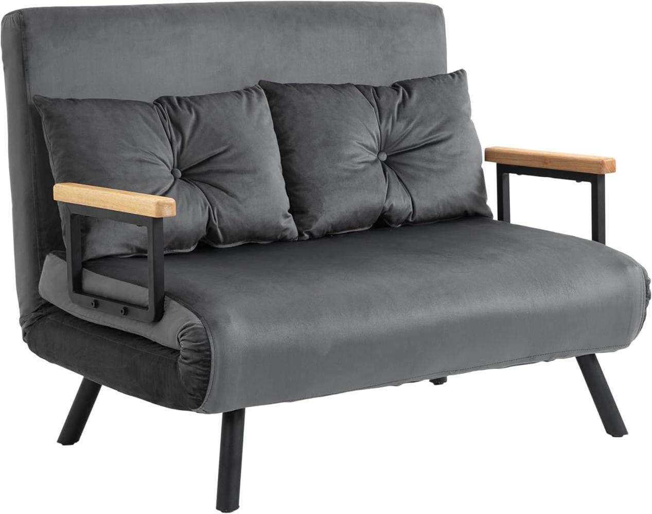 HOMCOM Schlafsofa Polstersofa mit Verstellbarer Rückenlehne, Zweisitzer, Relaxsessel 1 Teile, für Wohnzimmer, Dunkelgrau Bild 1