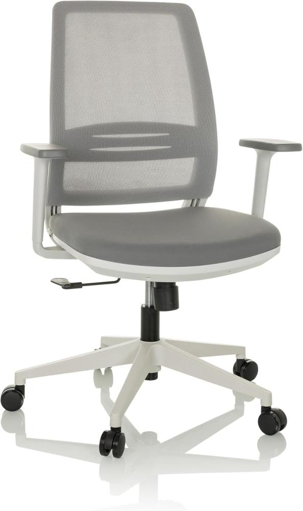 hjh OFFICE Bürostuhl ergonomisch PROFONDO ECO W Drehstuhl atmungsaktiv mit Verstellbarer Lordosenstütze, Grau Netzstoff/Stoff Bild 1