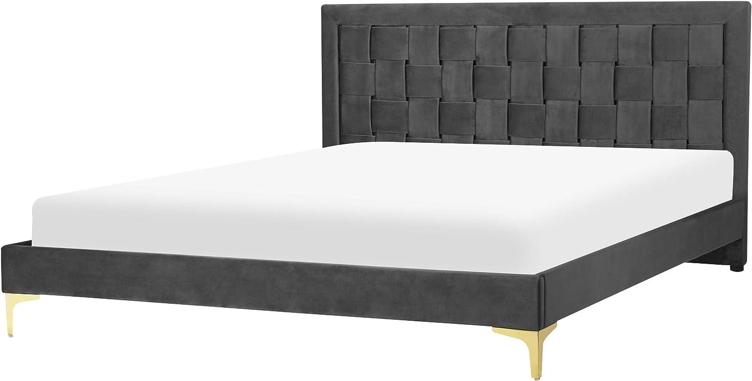 Doppelbett Samtstoff schwarz Lattenrost 160 x 200 cm LIMOUX Bild 1