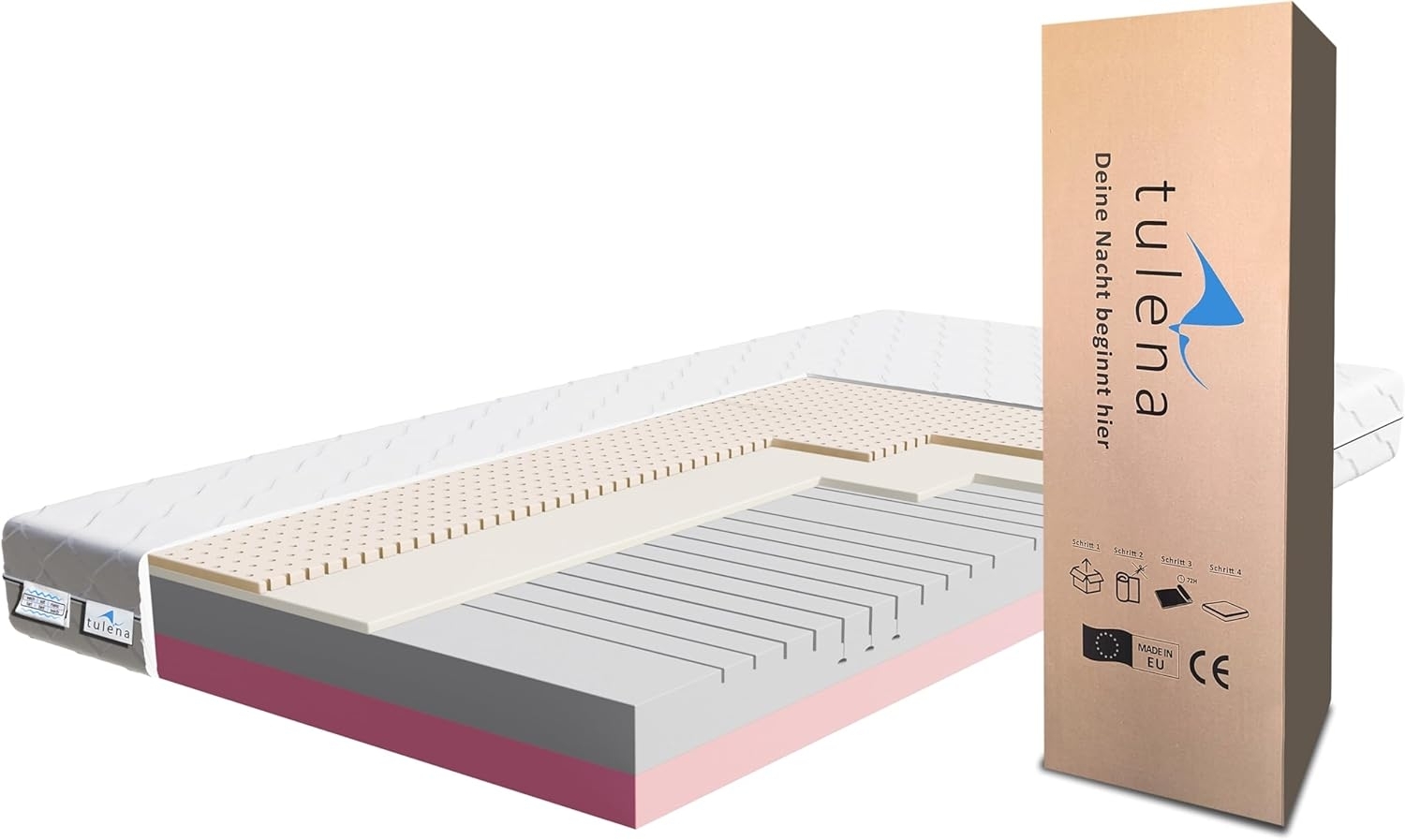 NOX Matratze 160x200 Komfortschaum Härtegrad H4 H5 Comfort Plus 20 cm hoch -30 Nächte Probeschlafen | Rollmatratze | Schaumstoff Matratze | Wendematratze | Antibakterieller Bezug | Liegegefühl hart Bild 1