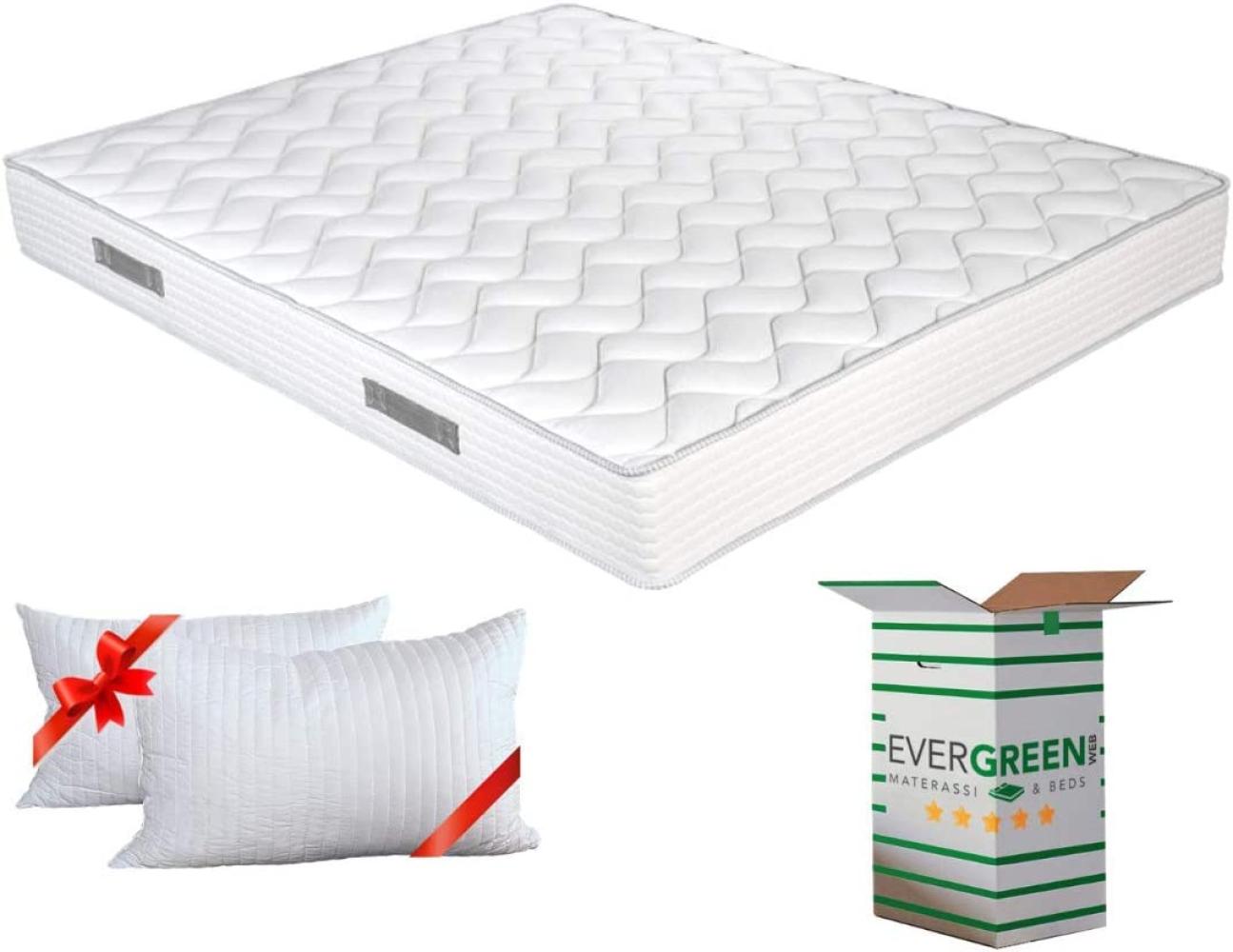 EVERGREENWEB Matratze 180x200 cm aus Polyurethanschaumstoff WATERFOAM, Ergonomisch, Höhe 20 cm + 2 Kissen aus Memory Foam Flocken, Atmungsaktiv Weiß Bezug, Orthopädisch, Massage-Effekt | Fashion Bild 1