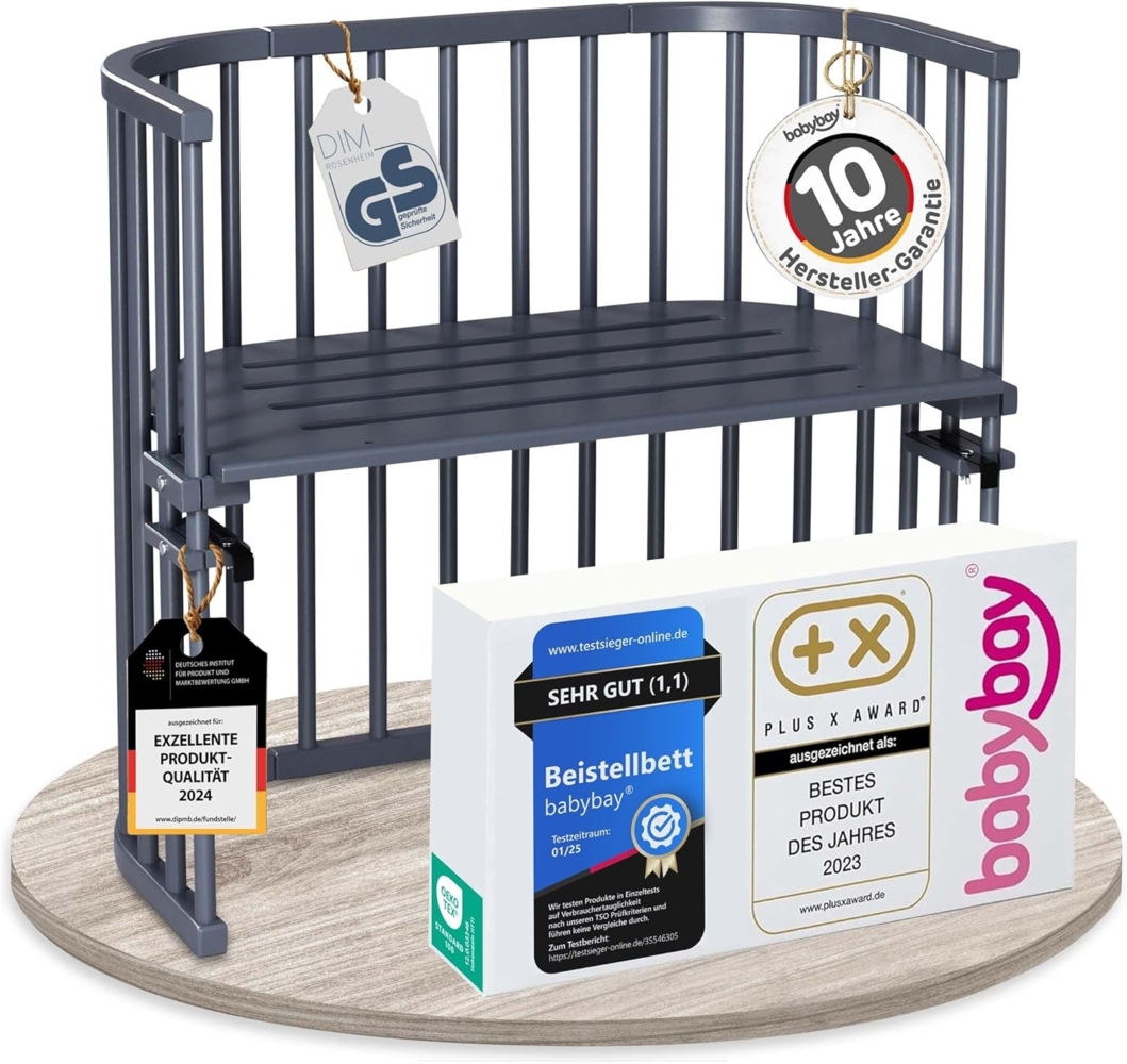 Babybay 'Original' Beistellbett Buche schiefergrau Bild 1