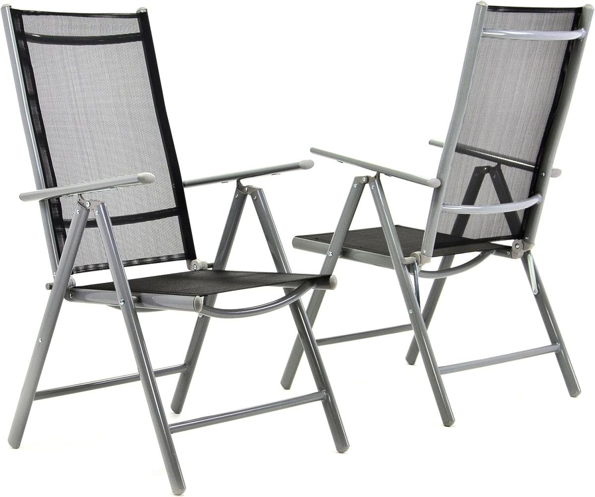 Nexos Stuhl, Klappstuhl, Gartenstuhl, Hochlehner für Terrasse, Balkon Camping Festival, aus Aluminium verstellbar, leicht, stabil, schwarz Bild 1