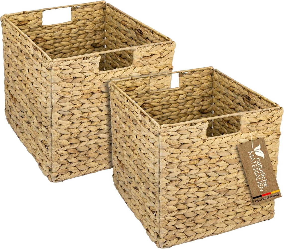 HMF Regalkorb Nachhaltiger Aufbewahrungskorb, geflochten aus Wasserhyazinthe Seegras, passend für Kallax Regale 32 x 34,5 x 32 cm, natur Bild 1
