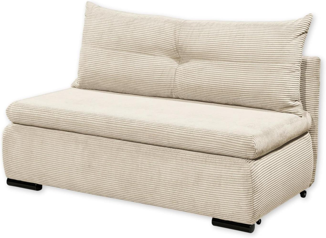 Stella Trading CHARLIE Bequemes Schlafsofa mit Bettkasten in Cord-Optik, Cream - Kompaktes Sofa mit Schlaffunktion - 153 x 75/90/92 x 83 cm (B/H/T) Bild 1