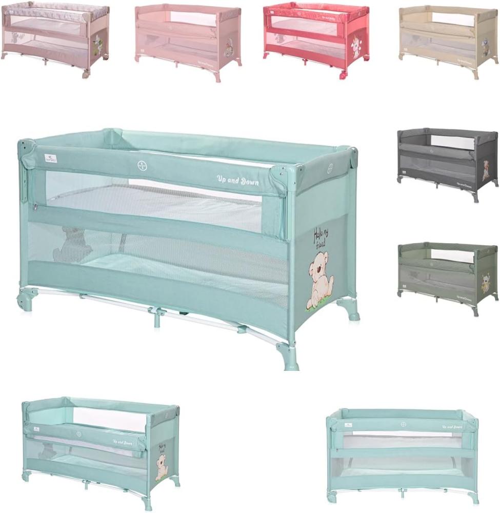 Lorelli Baby Reisebett Up´n Down, Öffnung, 2 Ebenen, Tragetasche, mit Rädern blau Bild 1