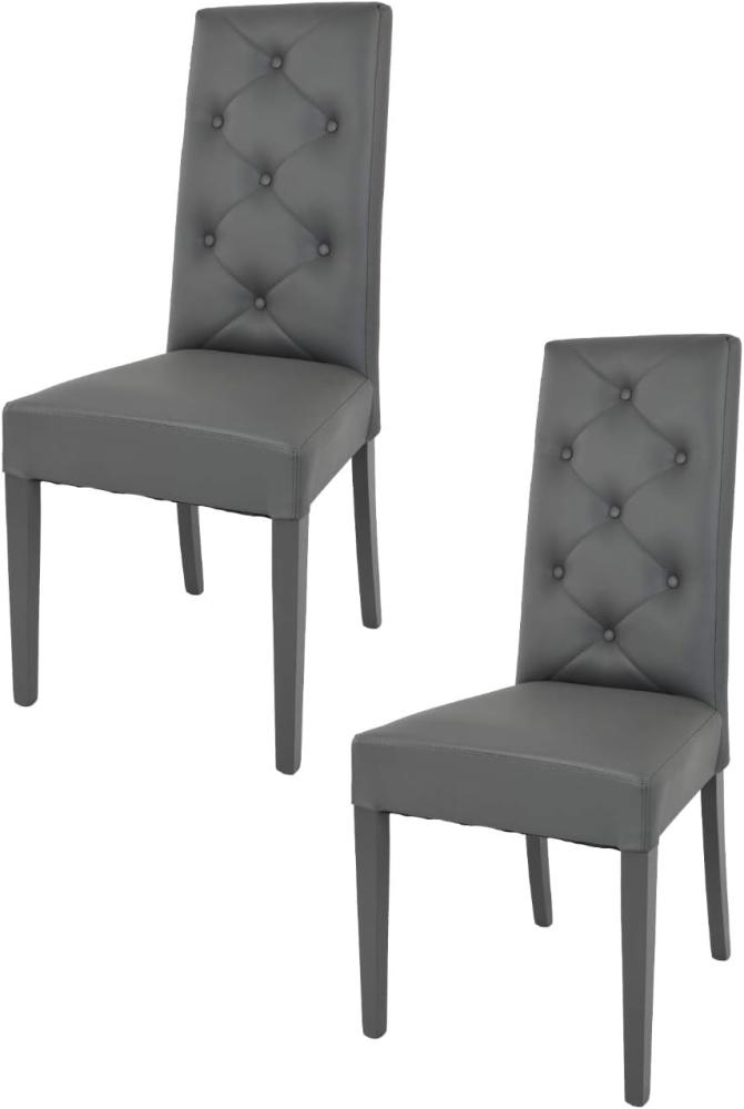 Tommychairs - 2er Set Moderne Stühle Chantal für Küche und Esszimmer, robuste Struktur aus lackiertem Buchenholz Farbe Dunkelgrau, gepolstert und mit dunkelgrauem Kunstleder bezogen Bild 1