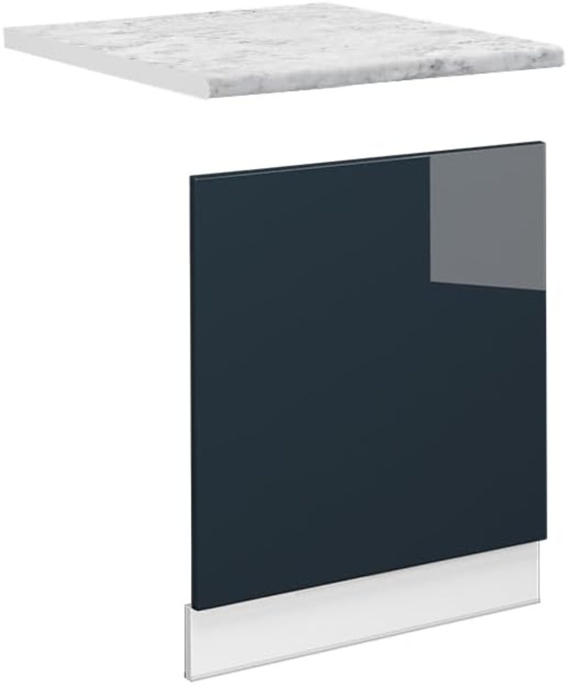 Frontblende Fame-Line Dunkelblau Hochglanz 60 cm , AP Marmor Vicco Bild 1