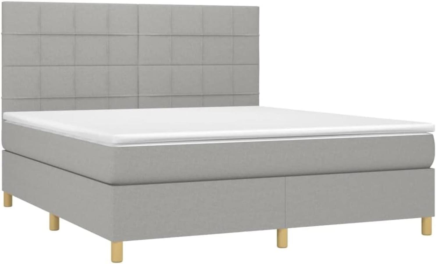 vidaXL Boxspringbett mit Matratze Hellgrau 160x200 cm Stoff, Härtegrad: H2 [3142345] Bild 1