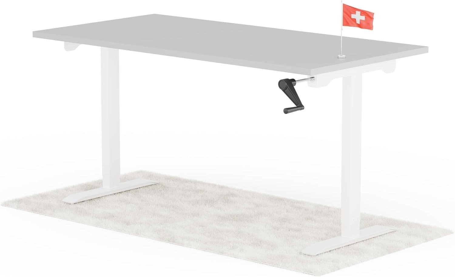 manuell höhenverstellbarer Schreibtisch EASY 160 x 80 cm - Gestell Weiss, Platte Grau Bild 1