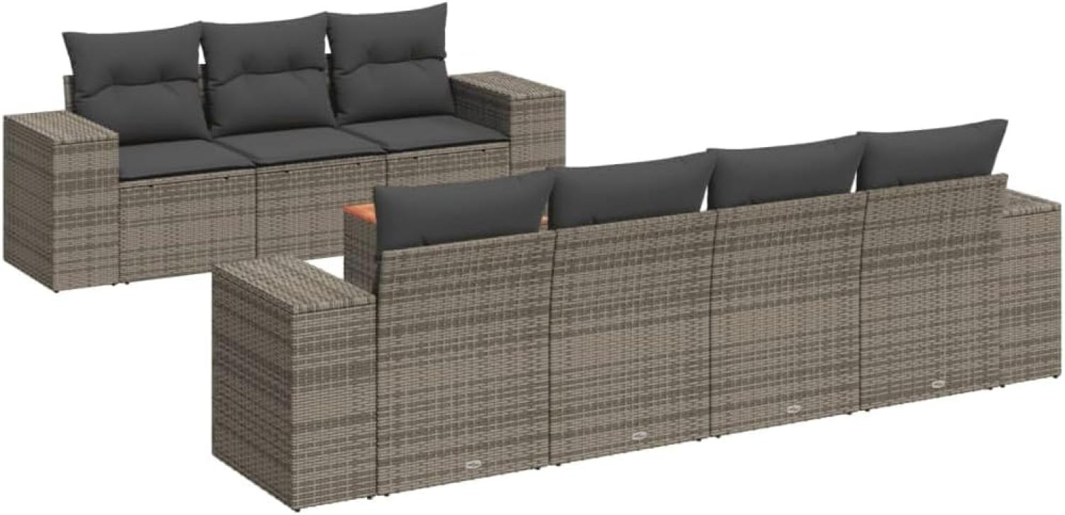 vidaXL 8-tlg. Garten-Sofagarnitur mit Kissen Grau Poly Rattan 3225353 Bild 1