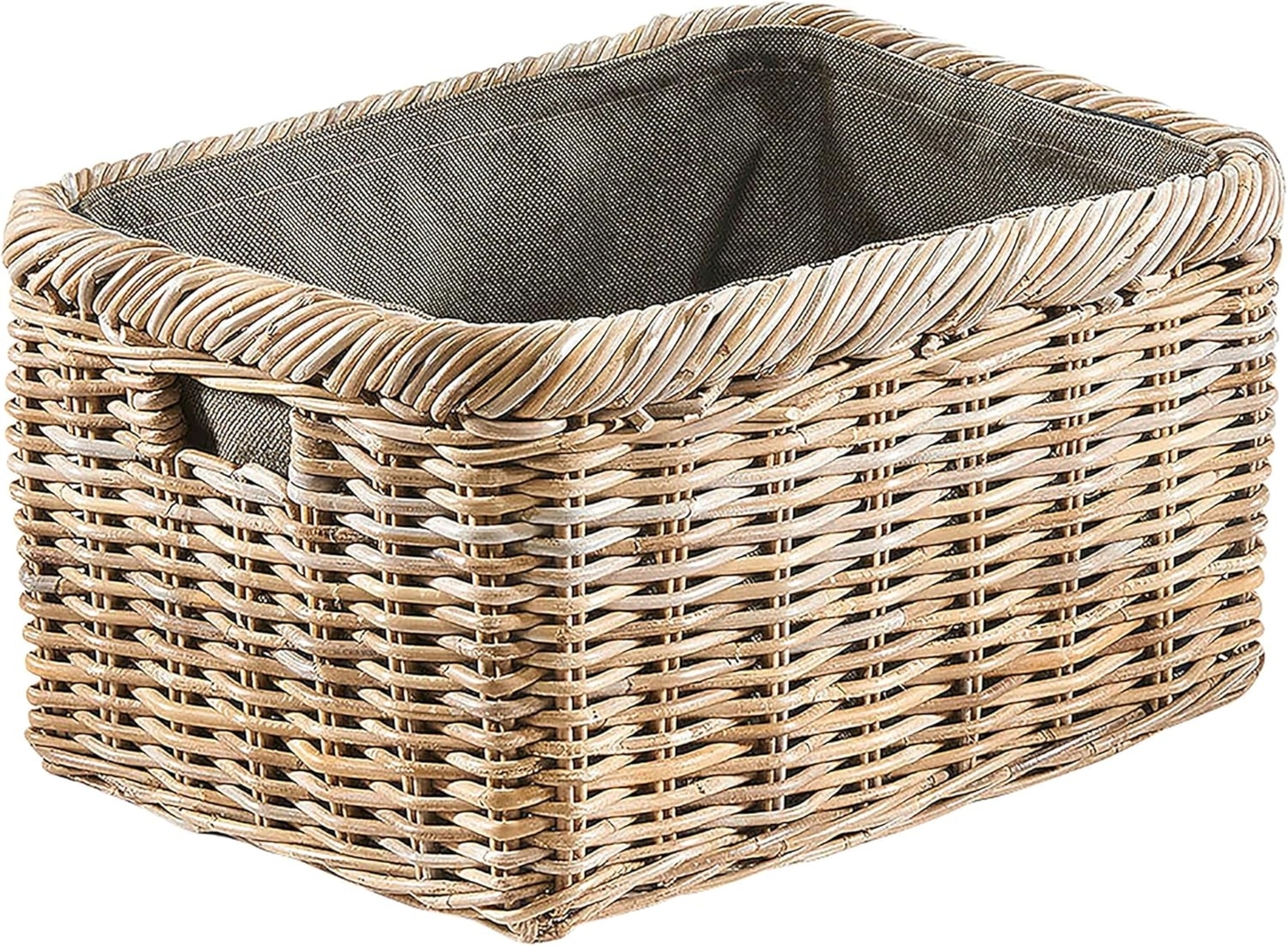 Kobolo Kaminholzkorb Holztrage Rattan grau mit Jutestoff dunkel (1 St) Bild 1