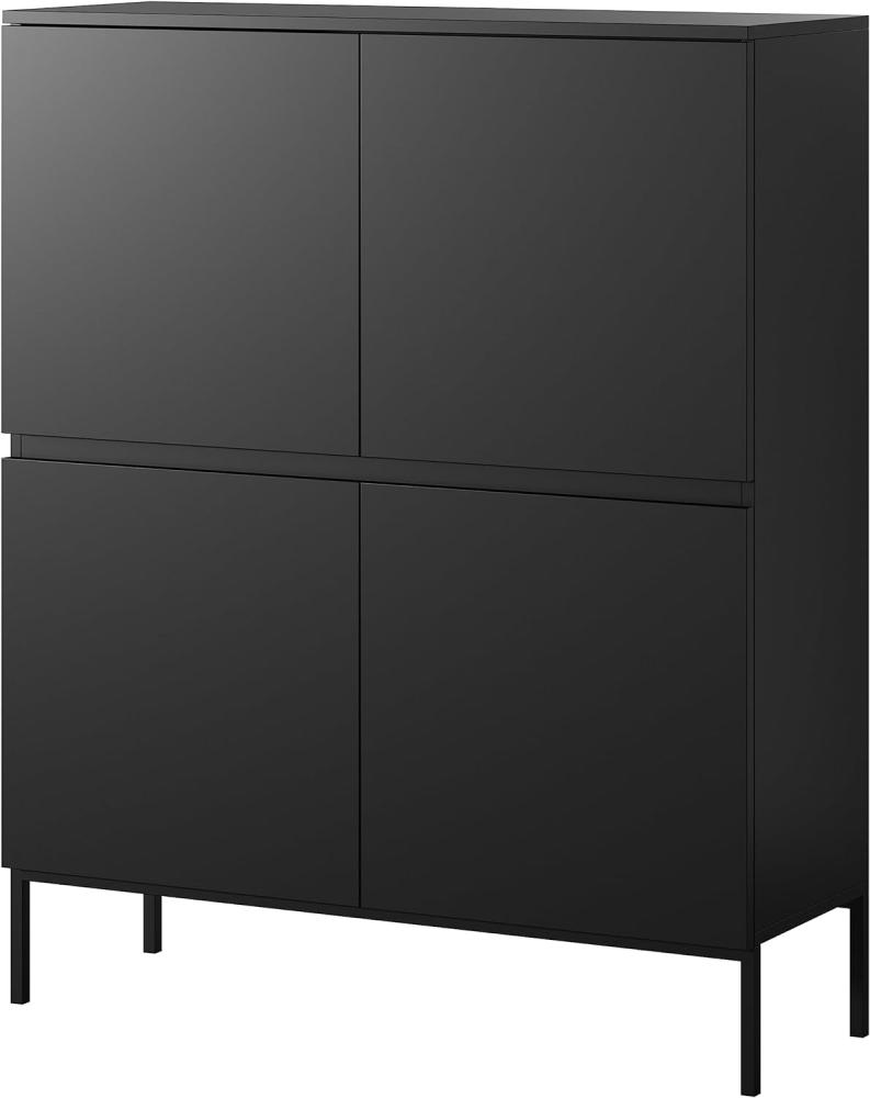 Selsey Bemmi - Highboard Hochkommode 4-türig, Schwarz, 100 cm Bild 1