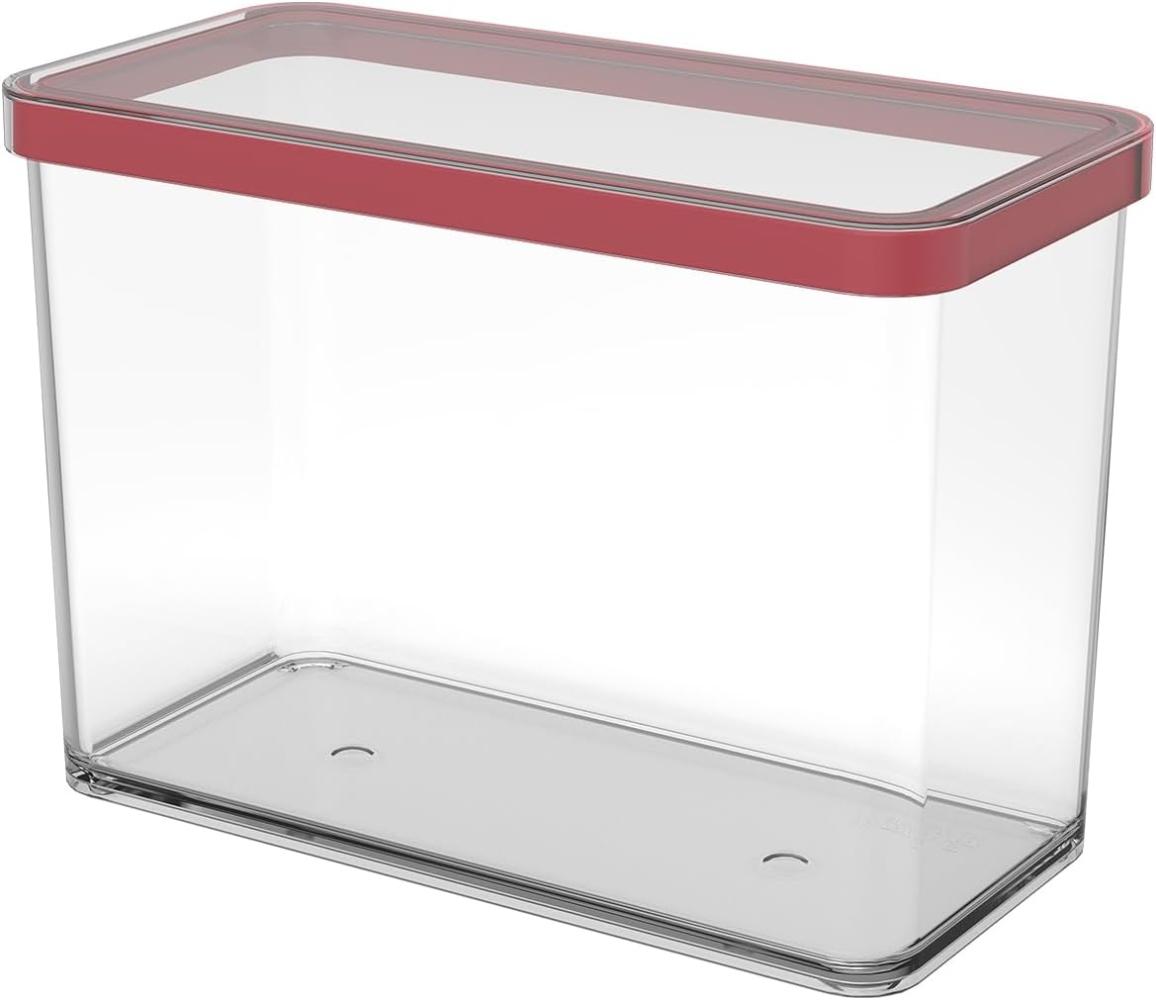 Rotho Loft rechteckige Vorratsdose 2. 1l mit Deckel und Dichtung, Kunststoff (SAN) BPA-frei, transparent/rot, 2. 1l (20. 0 x 10. 0 x 14. 2 cm) Bild 1