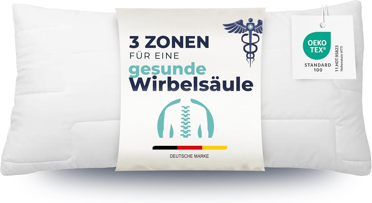 ZOLLNER Kopfkissen, Füllung: 100% Polyurethan-Luftzellenstäbchen, Rückenschläfer, Seitenschläfer, Bauchschläfer, 40 x 80 cm, 100% Polyester, vom Hotelwäschespezialisten Bild 1