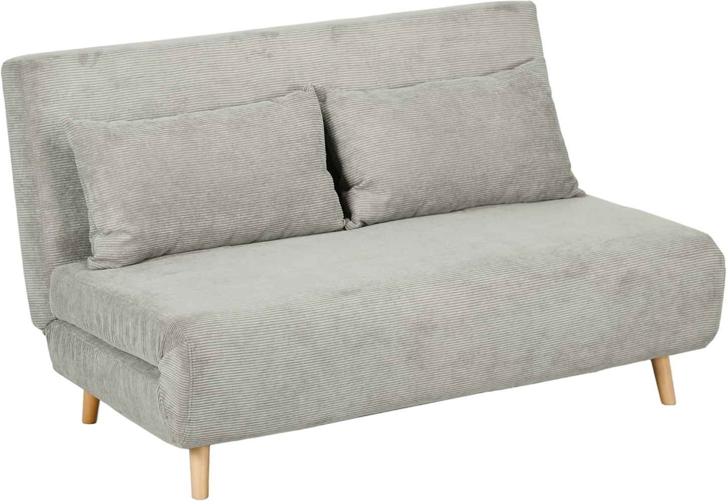 HOMCOM Schlafsofa Doppelschlafsofa mit 3-fach verstellbarer Rückenlehne und 2 Kissen, Polstersofa 1 Teile, für Wohnzimmer, Schlafzimmer, Hellgrau Bild 1