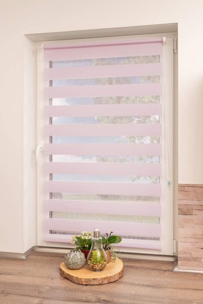 K-Home Klemmfix Doppelrollo Madrid ohne Bohren Pink 90x200 cm (B x L) Bild 1