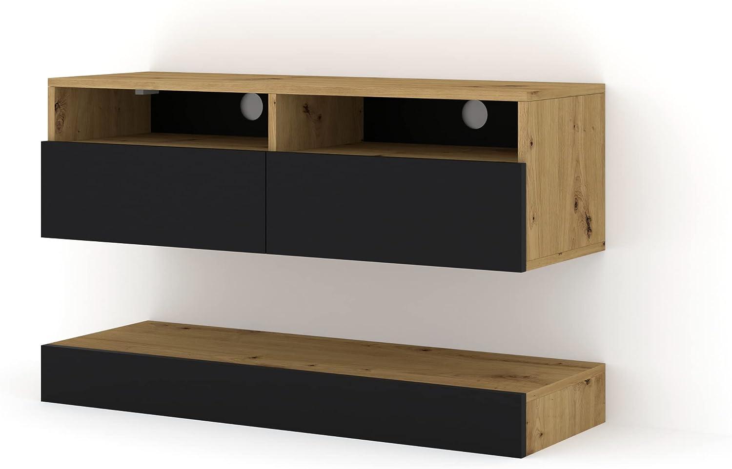 TV-Schrank DUO 100 cm hängend, Artisan-Eiche / schwarze Matte Bild 1