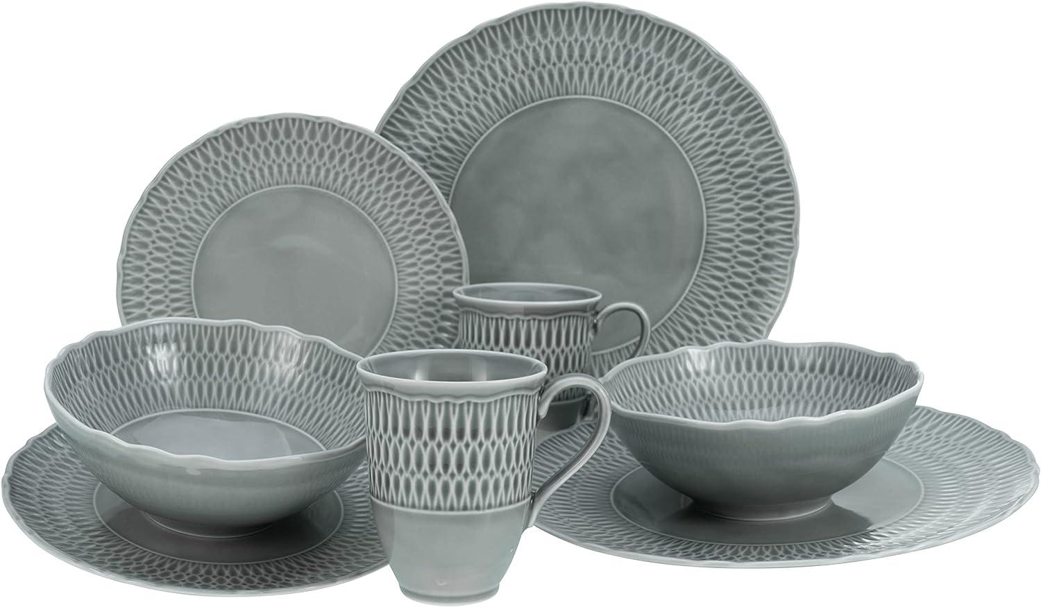 CreaTable 33067 Kombiservice Sofia für 2 Personen, Porzellan, grau (1 Set, 8-teilig) Bild 1