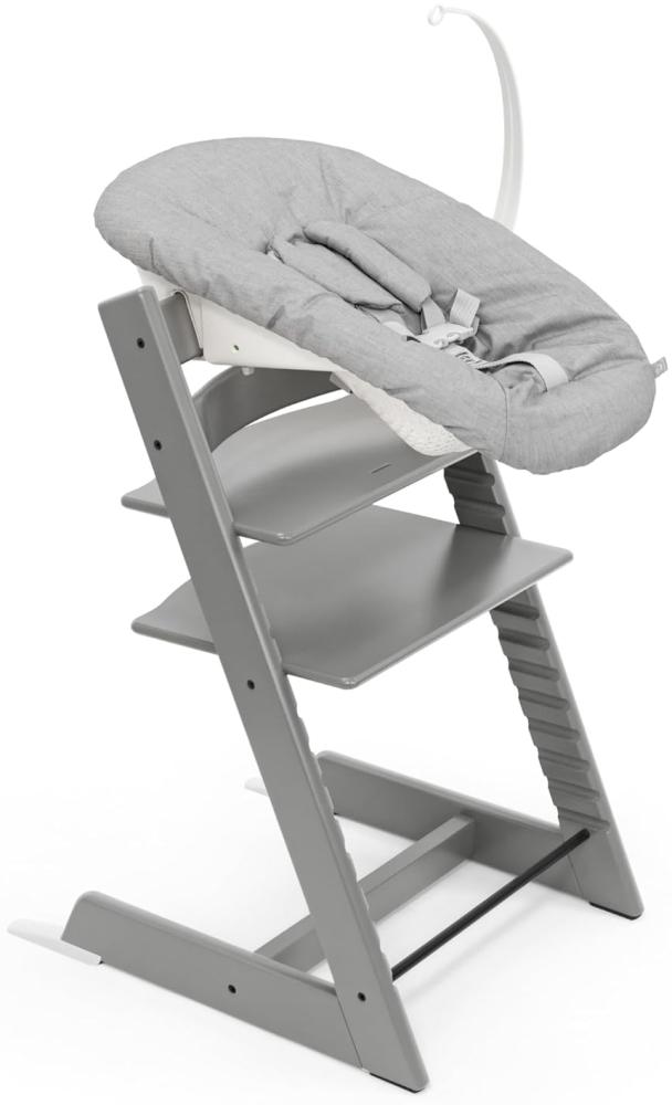 Tripp Trapp Stuhl von Stokke (Storm Grey) mit Newborn Set (Grey) - Für Neugeborene bis zu 9 kg - Gemütlich, sicher & einfach zu verwenden Bild 1