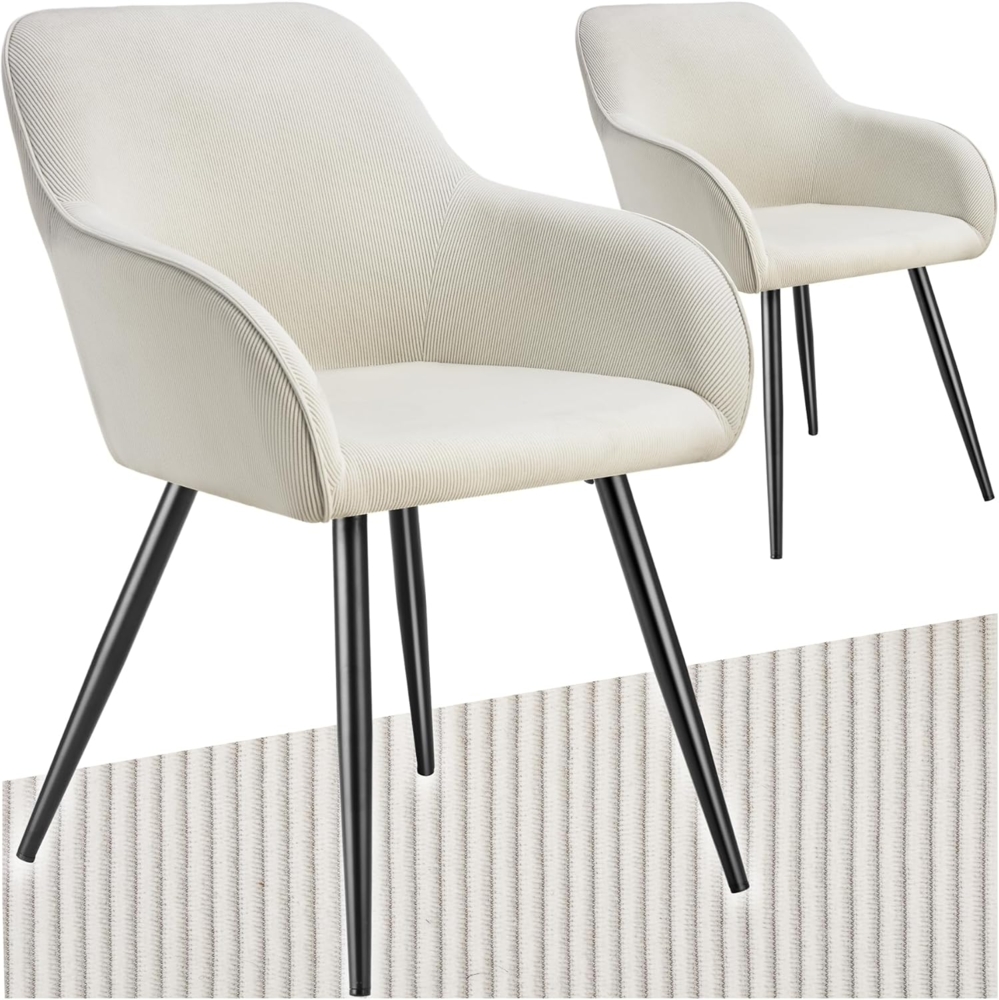 tectake Esszimmerstuhl Marilyn (2er Set, 2 St), gepolstert, in Cordoptik Bild 1
