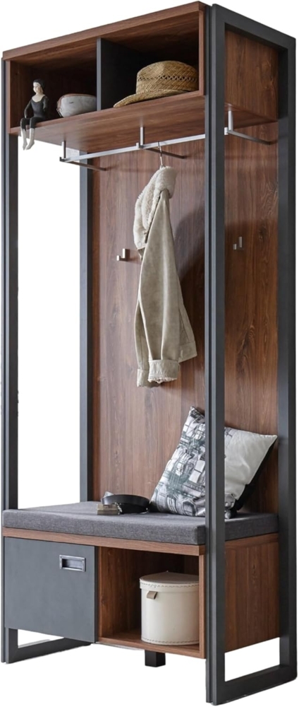 Garderobe Auburn Eiche Stirling und Matera grau 90 x 202 cm Bild 1