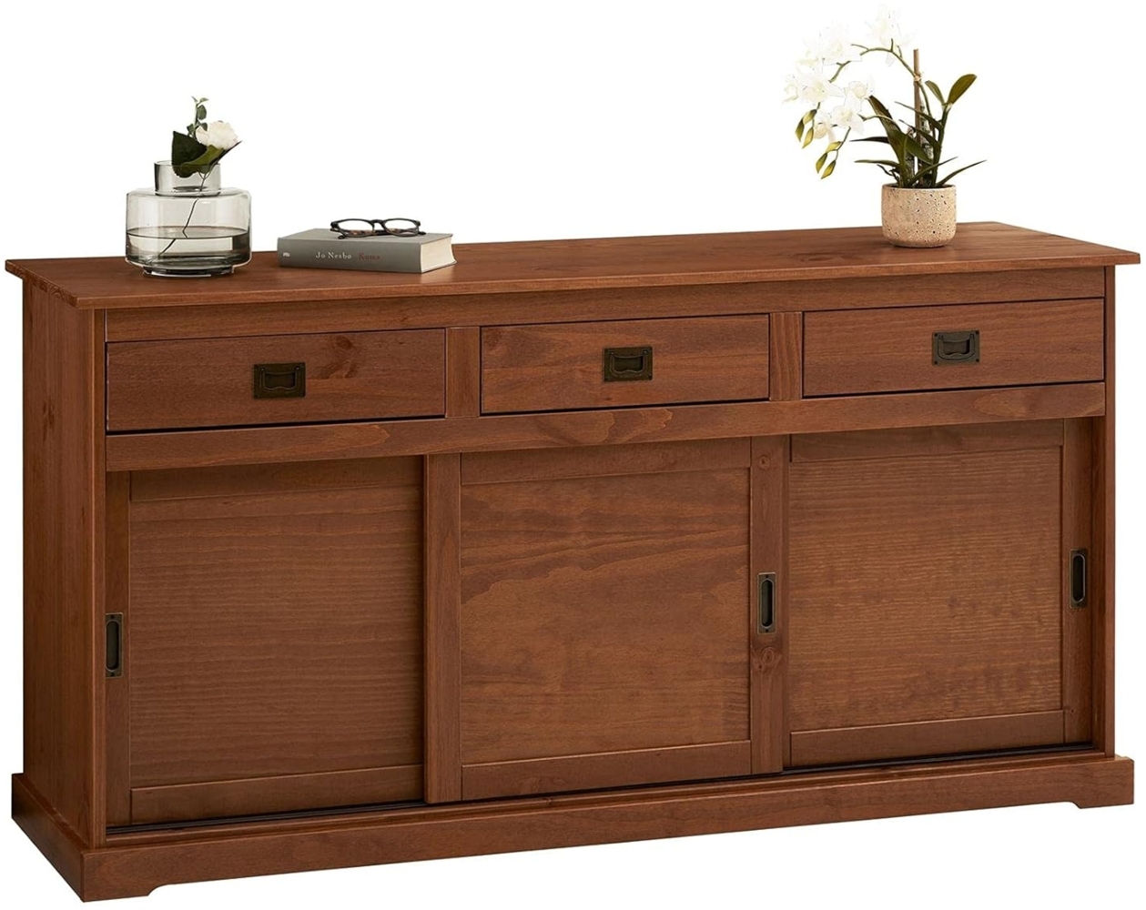 IDIMEX Sideboard SAVONA, Sideboard Kommode Kieferkommode, 3 Türen, dunkelbraun Bild 1