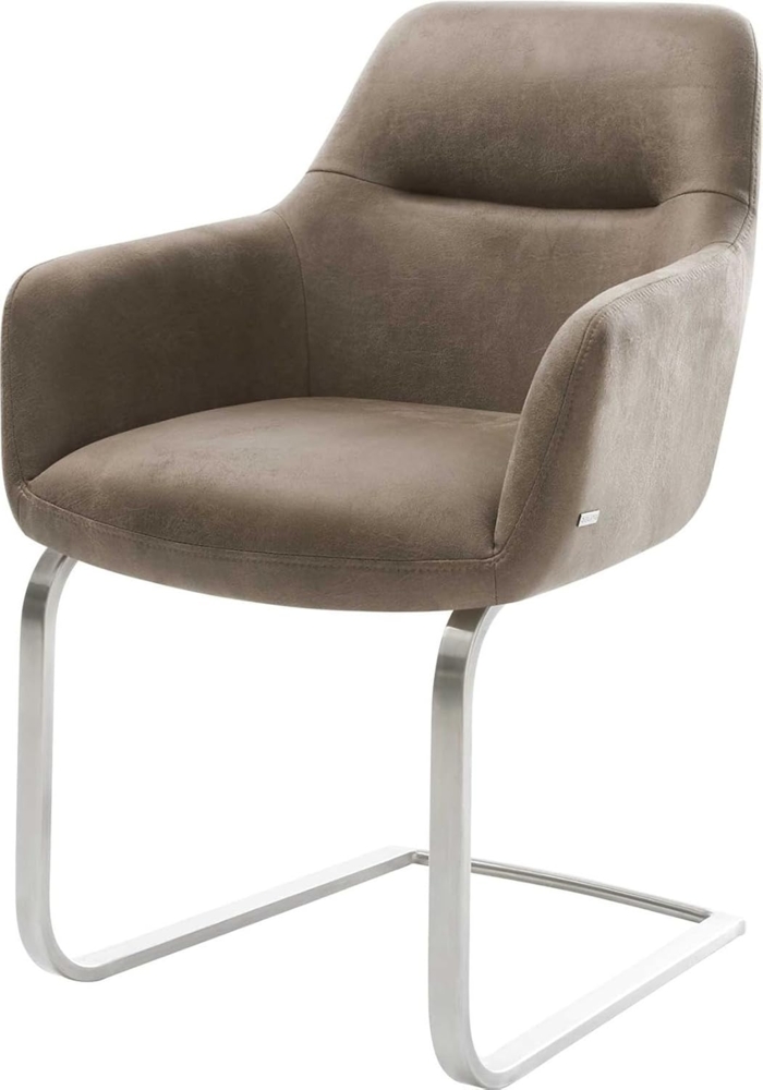 Stuhl Pejo-Flex Freischwinger flach Edelstahl Vintage Taupe Bild 1
