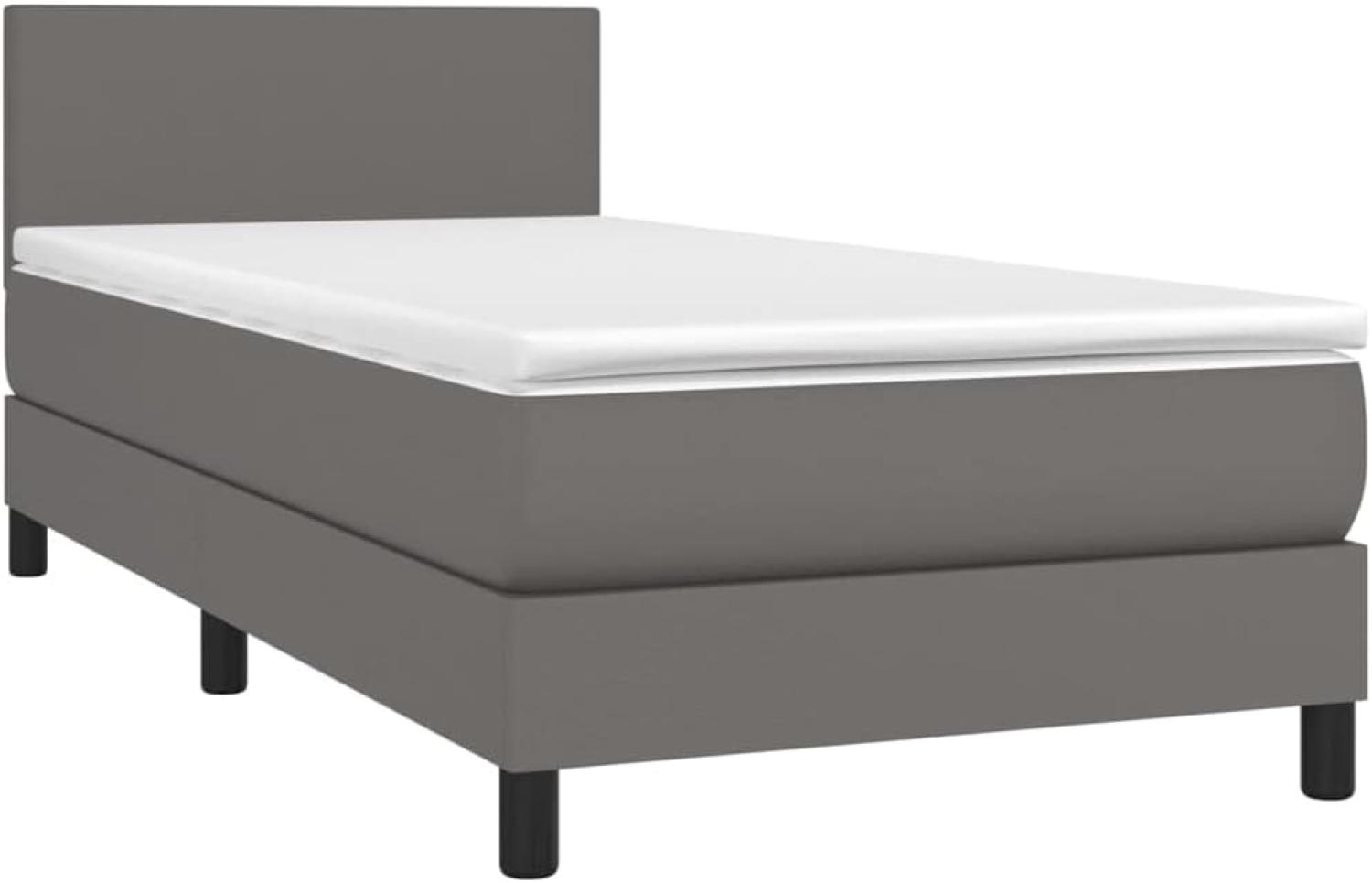 vidaXL Boxspringbett mit Matratze & LED Grau 90x190 cm Kunstleder 3134079 Bild 1