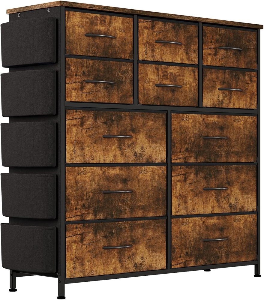 Baloveby Kommode, Schrank 12 Schubladen Aus Stoff Mit Griffen, Metallrahmen, Aufbewahrungsschrank für Schlafzimmer, Kinderzimmer, Schrank, Flur, Eingangsbereich Bild 1