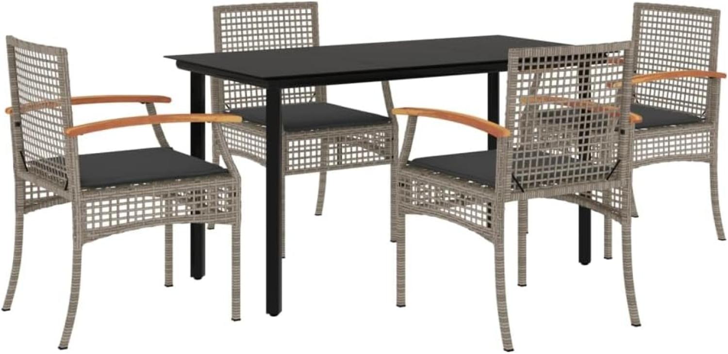 vidaXL 5-tlg. Garten-Essgruppe mit Kissen Grau Poly Rattan 3213619 Bild 1