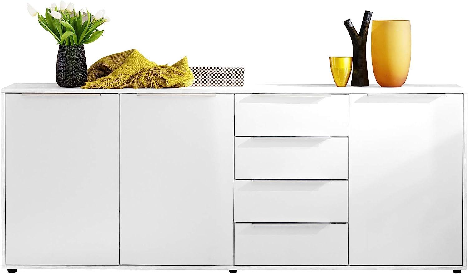 trendteam smart living Kommode Schrank Nala, 204 x 82 x 35 cm Front Hochglanz, Korpus: Weiß Melamin mit viel Stauraum Bild 1