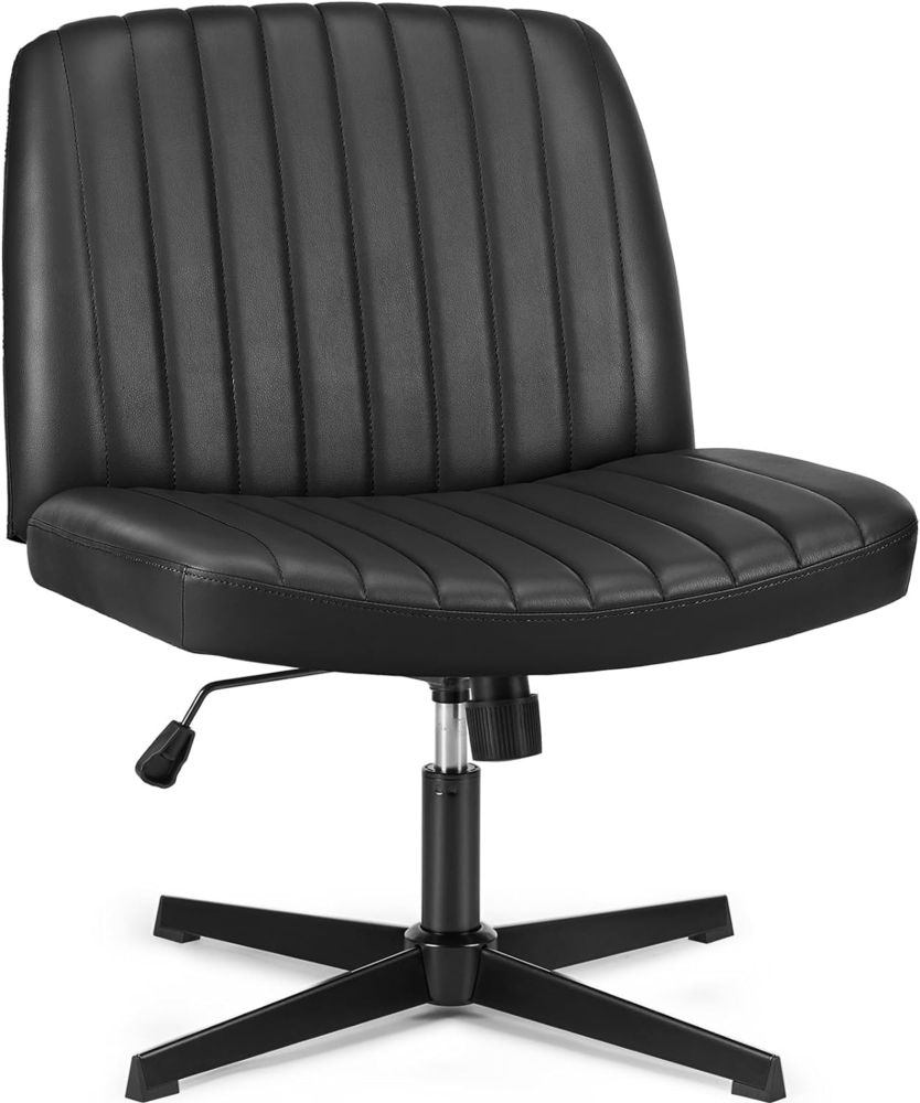 DUMOS Bürostuhl Ohne Armlehne Gehoben und Bequemes PU-Leder Criss Cross Chair mit Verbreitertem Sitzkissen Schneidersitz Stuhl Geeignet für Büros Schlafzimmer und Wohnzimmer Bild 1