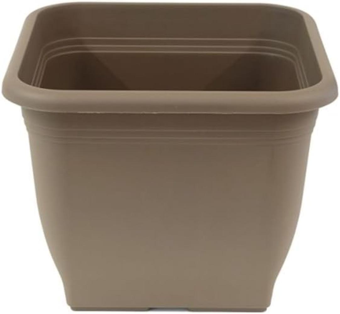 greemotion Pflanzkübel Pia Taupe - Blumentopf 28x28cm - 9L Blumenkübel eckig - Übertopf UV-beständiger Kunststoff - Pflanztopf frostsicher - Pflanzgefäß mit Bodenlöchern - Pflanzen-Zubehör Bild 1