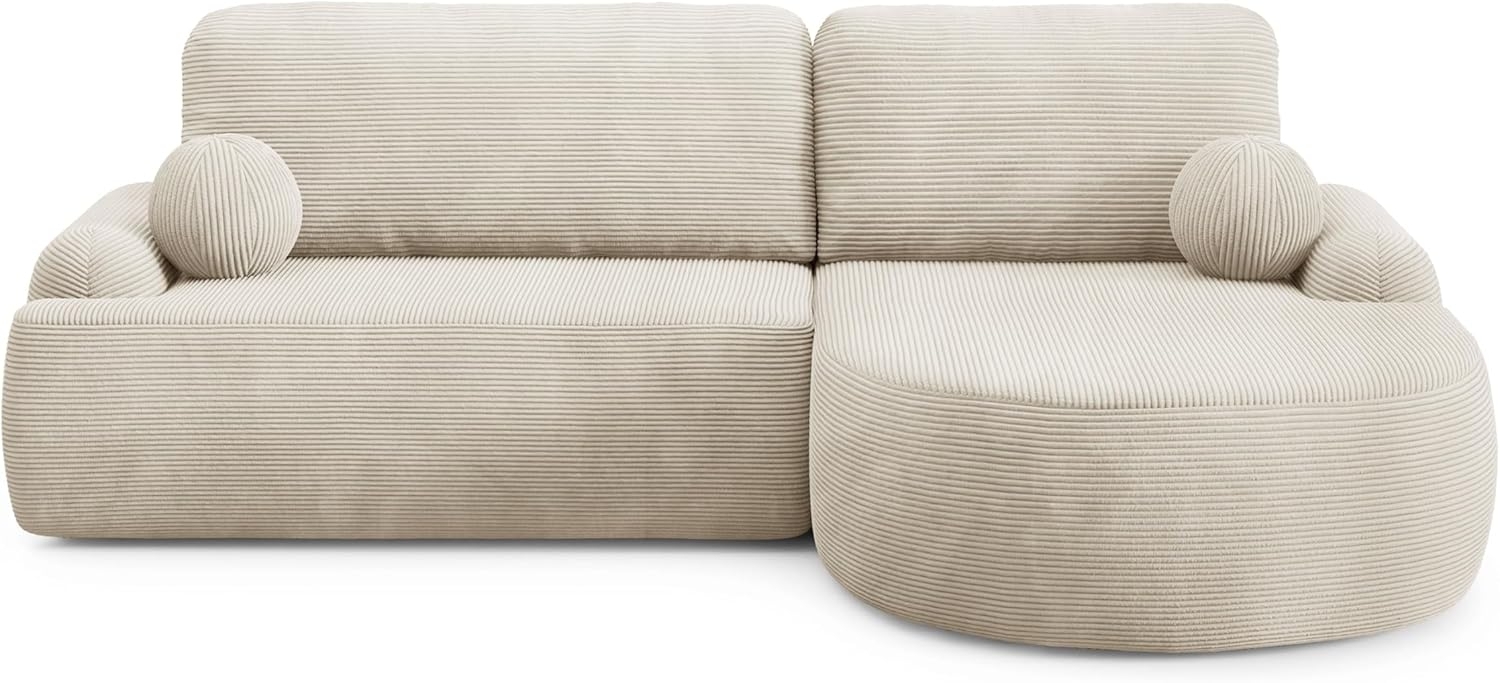 Lookway Ecksofa CLEO CORD Rundes Ecksofa mit Schlaffunktion und Bettkasten Bild 1