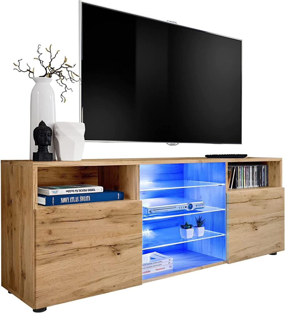 ExtremeFurniture T38 TV Lowboard, Karkasse in Wotan Matt/Front in Wotan Matt mit LED in RGB Bild 1
