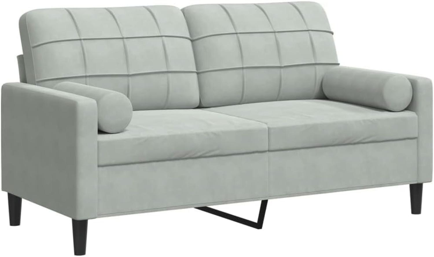 2-Sitzer-Sofa mit Zierkissen Hellgrau 140 cm Samt 3278219 Bild 1