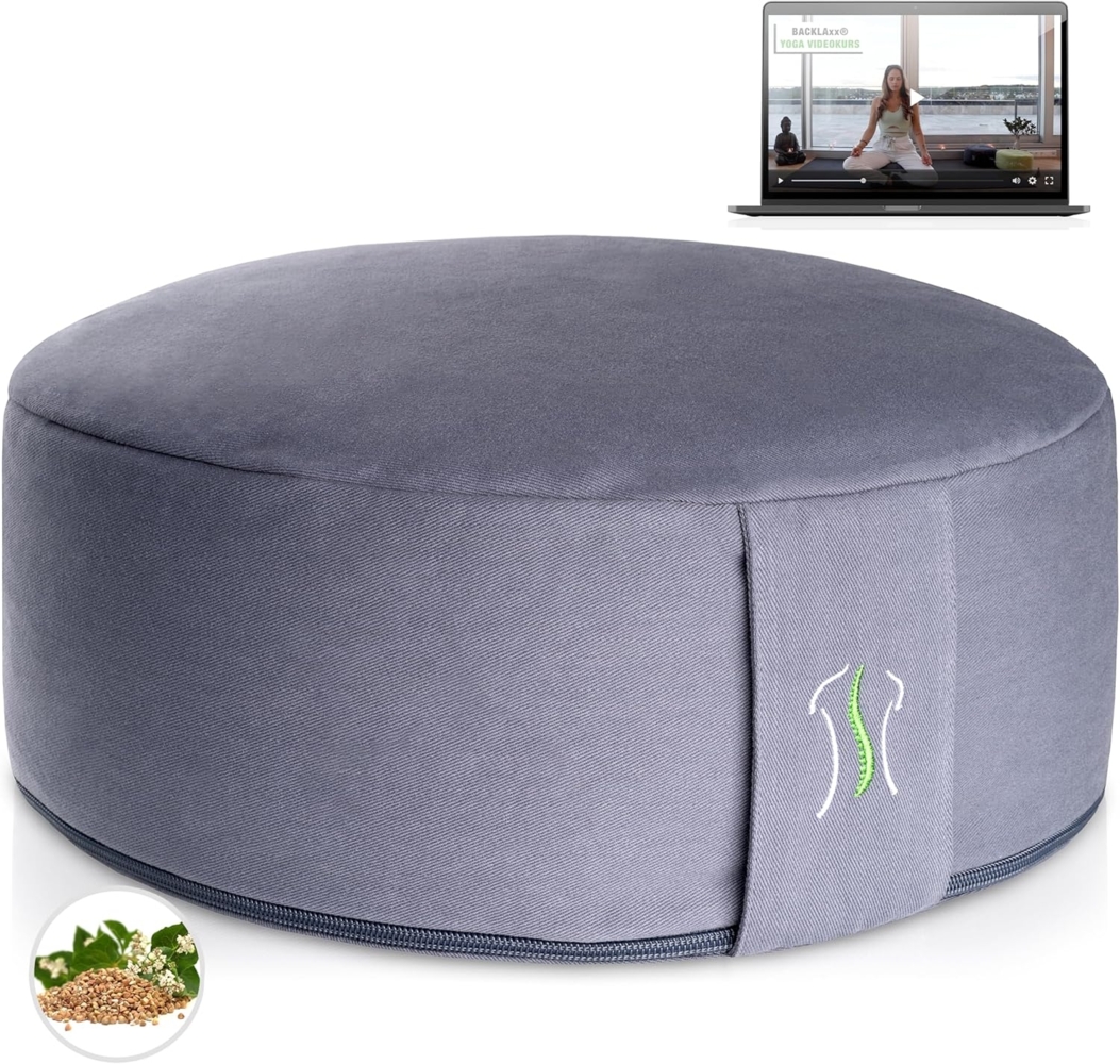 BACKLAxx® Meditationskissen Rund, H: 15cm im Set (inkl. gratis Videokurs), unifarben Bild 1